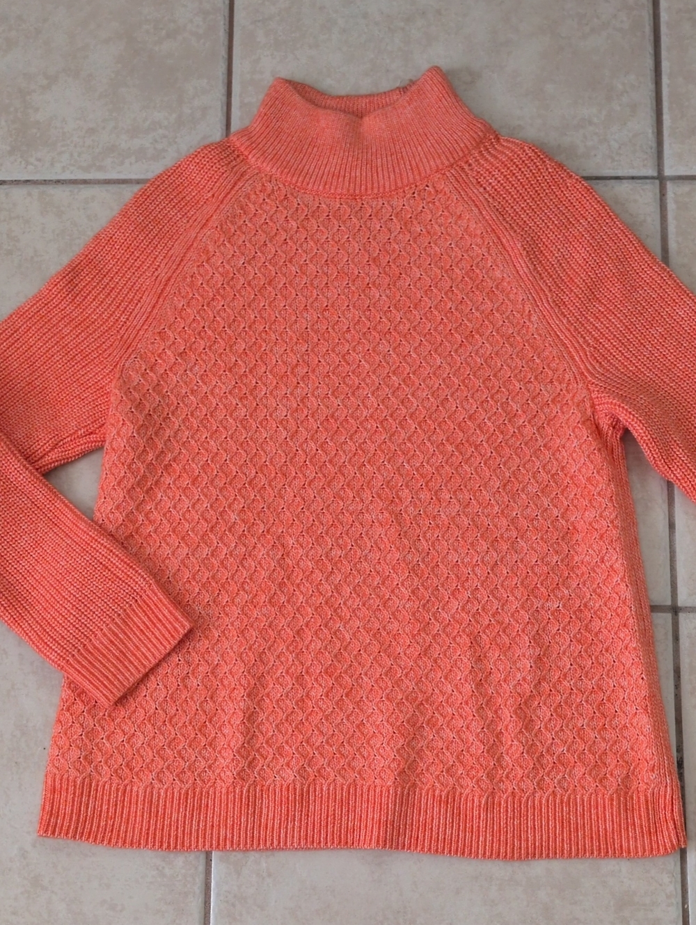 Talbots Orange Knit Turtleneck Sweater Size XL